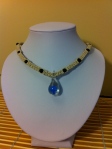 blue mushroom and lava stone necklace $15